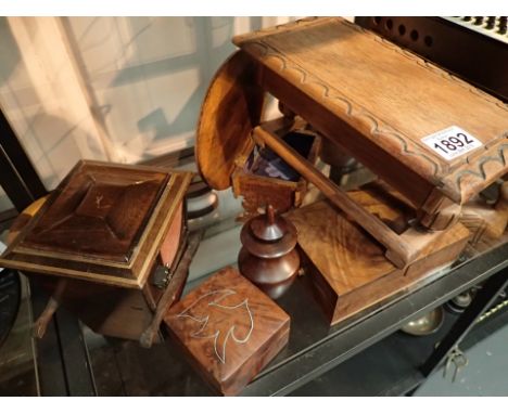 Shelf of wooden items 