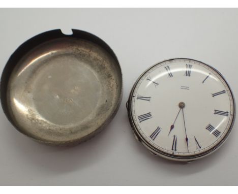 Vintage silver Argent Baume Geneve open face key wind pocket watch lacking bow 