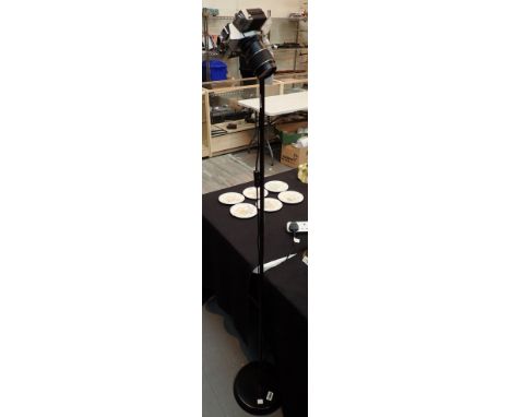 Standard lamp in the form of a Praktika camera body with colour change remote