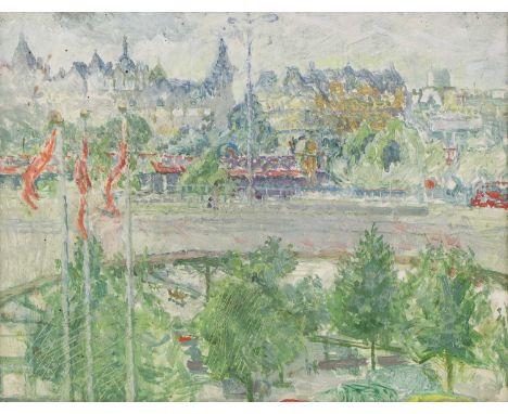 *Jane Dowling NEAC (b.1925) 'View from the National Theatre' gouache on board, inscribed as titled verso 23.3 x 30.5cm *Artis