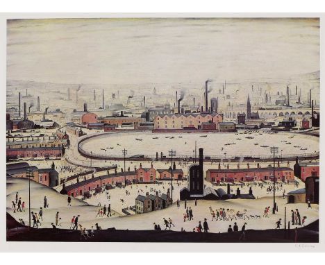 *Laurence Stephen Lowry RA (1887-1976) 'The Pond' offset lithograph in colours, signed 'L S Lowry' in pencil l.r., with the F