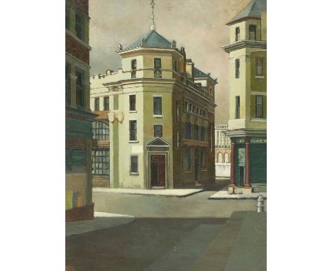 *Clifford Charman ROI (1910-1993) 'Billingsgate Buildings' signed 'Clifford Charman' l.l., oil on canvas board 77.5 x 56.5cm 