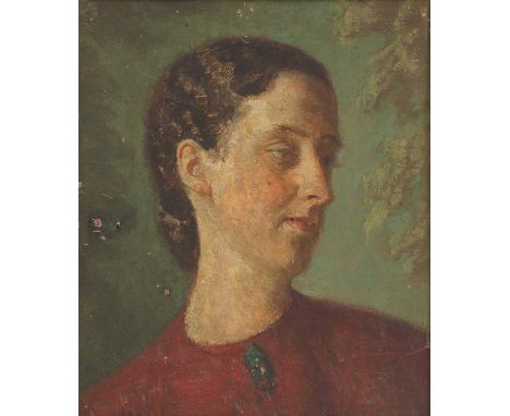 British School (early 20th century) Portrait of a woman in profile oil on canvas stuck down on board 42 x 36cmCondition repor