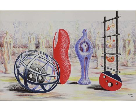*Henry Moore OM CH (1898-1986) 'Sculptural Objects (Cramer 7)', 1949 lithograph in colours, signed and dated 'Moore 49' in pl