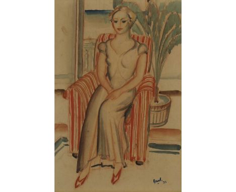 ** Grant, c.1933 Portrait of a young lady seated in an armchair signed and dated 'Grant/33' l.r., watercolour 30.5 x 20cmCond