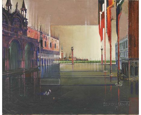 *Comte Régis de Bouvier de Cachard (French, 1929-2013) Les Deux Colonnes, San Marco, Venice signed and dated 'BOUVIER de CACH