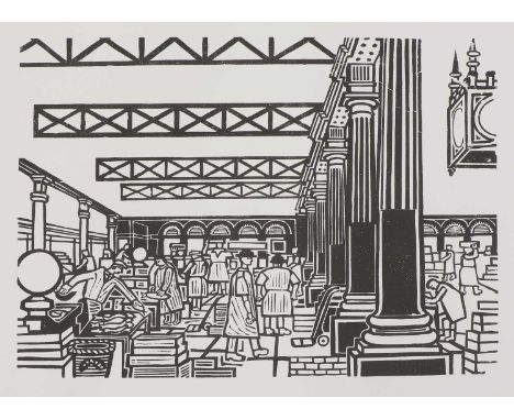 After Edward Bawden RA 'Billingsgate Market' offset lithograph sheet 56 x 76cm, unframed Provenance: Acquired by the present 