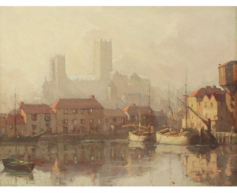 *John Edmund Mace (1889-1952) 'Lincoln Cathedral' signed 'John Mace' l.r., inscribed as titled on artist's label verso, oil o