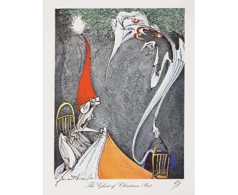 *Gerald Scarfe (b.1936) 'The Ghost of Christmas Past' offset lithograph in colours, signed 'Gerald Scarfe' in pen l.l. and nu
