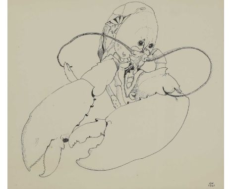 *Joan Warburton (1920-1996) 'Lobster' signed with initials and dated 1962 l.r., inscribed on label verso, pen and ink 35 x 38