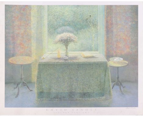 After David Tindle RA 'Table Still Life', poster for Fischer Fine Art offset lithograph in colours, signed 'David Tindle' in 