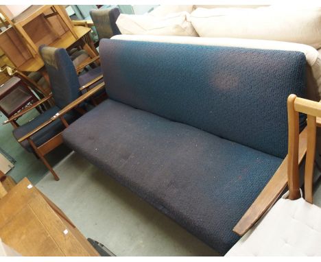 A mid-Century sofa bed and two matching armchairs (3) Condition Report:A well used item in need of full restoration.  