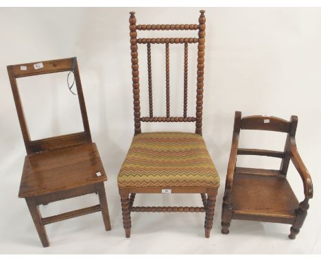 A walnut bobbin chair and two child's chairs (3) Condition Report: Available upon request