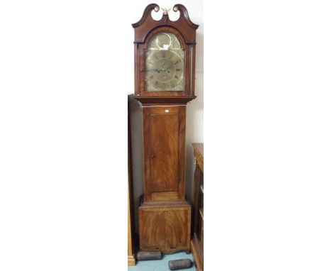 A mahogany longcase clock with brass face, John Key, Dumbarton, 214cm high Condition Report: Available upon request