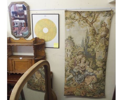A wall tapestry, Chinese picture, wall mirror and a companion set (4) Condition Report: Available upon request