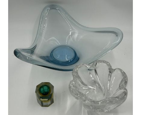 Collection of glass to include Orrefors Swedish art crystal waterfall bowl, signed to base,  19cm x 10cm together with a Holm