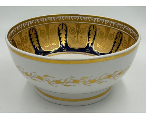 A 19thC English porcelain large bowl possibly Ridgway. Painted mark to base 2/726. Diameter 29cm x 14cm h.