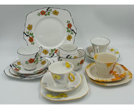 A collection of ceramics to include Foley China cake plate, sandwich plate, cup, trio, sugar bowl and milk jug No.740888/506,