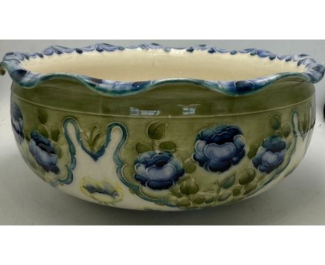 William Moorcroft for James Macintyre &amp; Co Florian Ware fruit bowl. 20cm d. Chips to rim and hairline crack from one chip