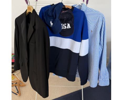 Polo Ralph Lauren evening suit, size 52, 2 Polo baseball caps, Polo jumper, size M and Ralph Lauren shirt, size L.