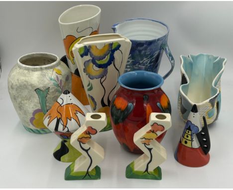 A collection of English ceramics to include a Poole Pottery flambe vase 16cm h, Lorna Bailey 'Parkside' vase 25cm h, a sugar 
