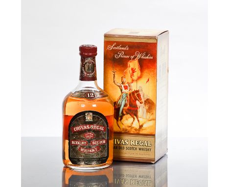 CHIVAS REGAL 12 YEAR OLD Blended Scotch whisky. No capacity stated, 75°proof. In carton.  High shoulder fill, label is slight