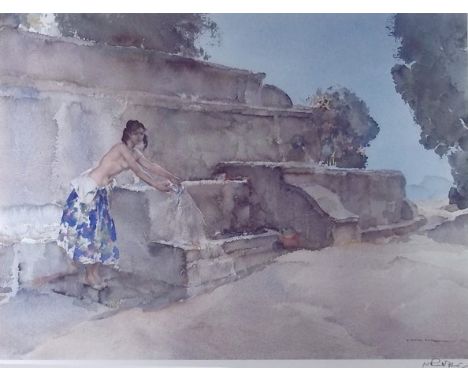 Sir William Russell Flint (1880-1969): Isabella of Lucenay, coloured print, signed in pencil lower right, ECC blind stamp, 52