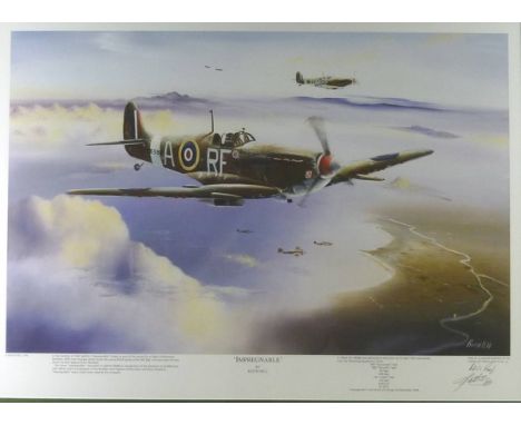 Keith Hill: 'Impregnable' artists proof print depicting the Impregnable spitfire squadron, signed lower right in pencil, 45 b
