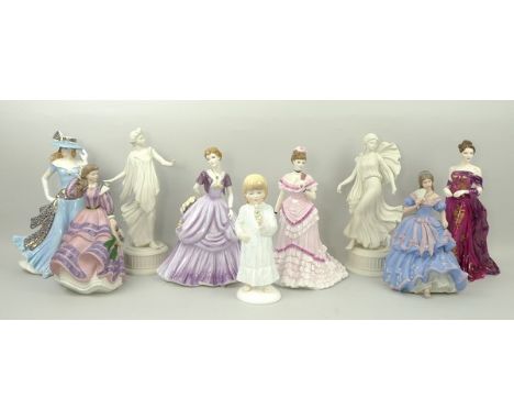 A Royal Worcester porcelain figure modelled as 'Tea at the Ritz', another of 'Zoe' CW633, Wedgwood 'The Picnic at Balmoral', 