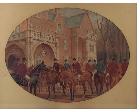 A portrait of Miller's Mare, 1825, hand coloured print, 29 by 38cm, together with a coloured lithograph of a hunting scene.