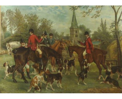 E F Holt: a set of three chromolithographs of hunting scenes, to include 'Prize' dated 1891, together with a Pear's print tit