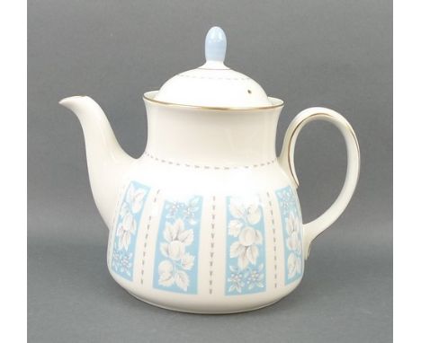 A Royal Doulton porcelain part coffee service decorated in the 'Hampton Court' pattern TC1020, comprising; five cups, six sau