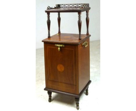 An Edwardian coal purdonium with galleried shelf above, 37 by 34 by 95cm high.