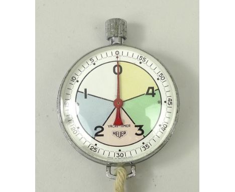 A Tag Heuer stainless steel cased Yacht Timer of fob watch form, with a coloured section dial.