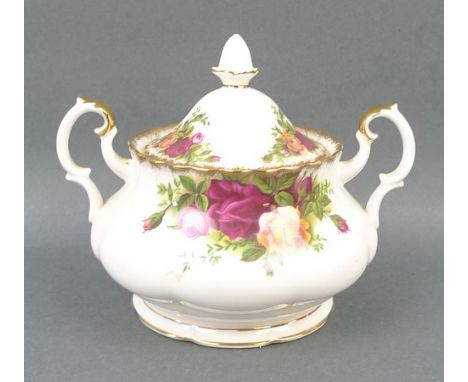 A Royal Albert porcelain part tea service decorated in the 'Old Country Roses' pattern, comprising; sandwich plate, cake plat