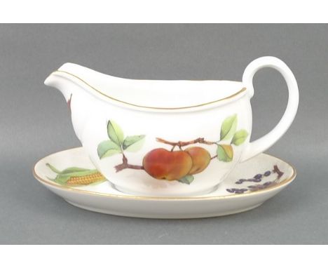A group of Royal Worcester porcelain tableware decorated in the 'Evesham' pattern, comprising; an oval lidded pie dish, an ov