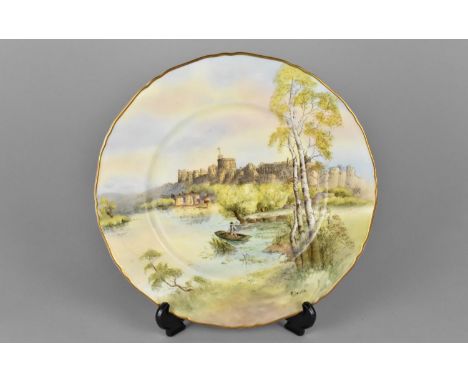 A Royal Worcester Plate, Windsor Castle, signed for F Serra 