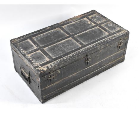 A Late 19th Century Metal Bound Canvas Covered Travelling Trunk, 72cms Wide 