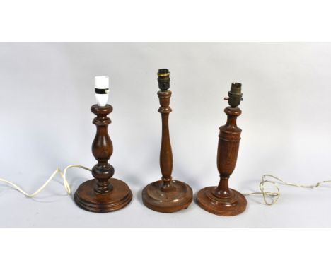 Three Various Turned Wooden Lamp Bases 
