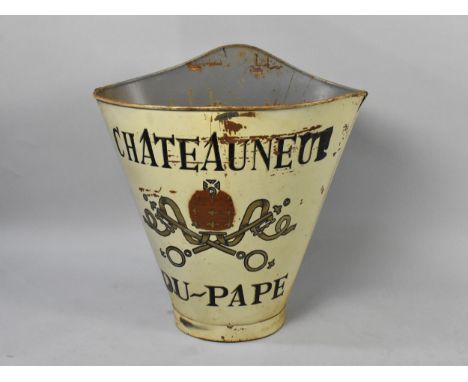 A Reproduction Vintage Style Metal French Grape Pickers Knapsack for Chateauneuf Du Pape 56cms High 