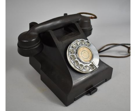 A Vintage Black Bakelite Telephone with Pull Out Number Drawer 