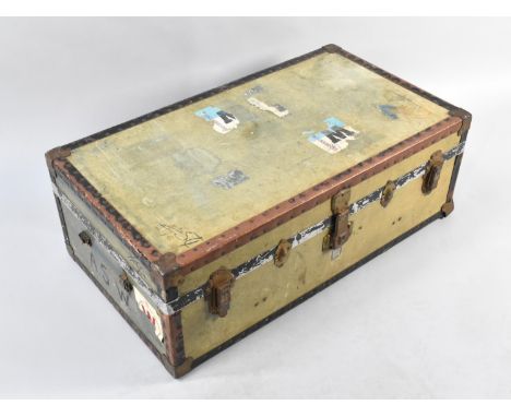 A Vintage Travelling Trunk with P&amp;O Orient Line Labels, 91cms Wide 