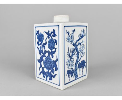 A Chinese Blue and White Tea Caddy of Square Form 