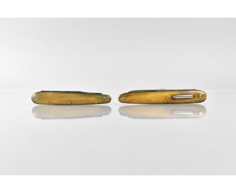 Two Army &amp; Navy Horn Handled Pocket Knives, the One Example Having Inscription "A.C.L Wilkinson Esq M.A. F.R.A.S" to One 