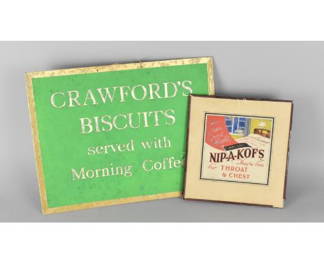 A Vintage Advertising Sign for Crawford's Biscuits together with a Further Advertising for Nip-A-Kofs