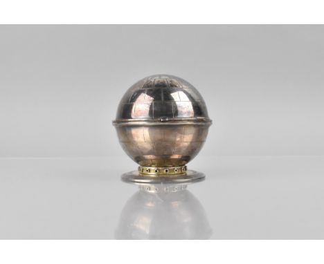 A Mid 20th Century Silver Plated Desktop Lighter in the Form of a Globe, made for the opening of the Dounreay Reactor, 1956, 