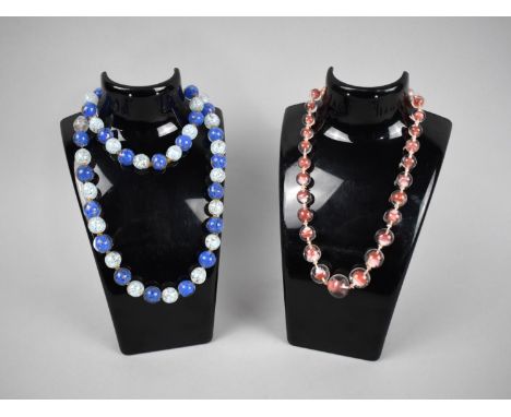 Two Vintage Italian Glass Beaded Necklaces 
