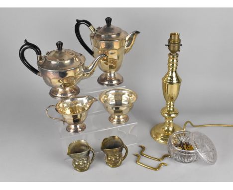 A Collection of Various Metalwares to comprise Silver Plated Teawares, Brass Lamp Base etc 