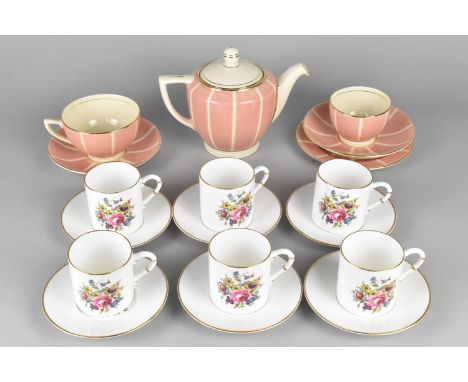 A Royal Worcester Floral Decorated Coffee Set Together with Six Pieces of Minton Solano Ware Designed By John Wadsworth 