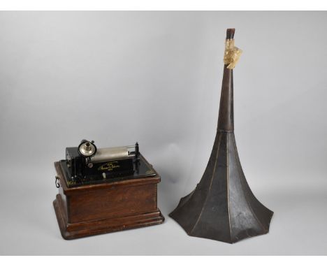 An Early 20th Century Edison Fireside Combination Type Phonograph, Serial Number 91552, with Trumpet and Winder (Some Conditi